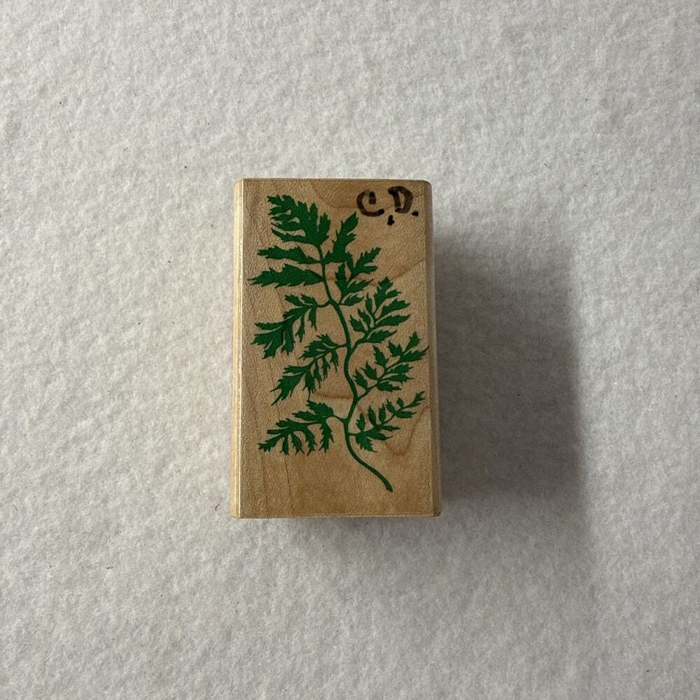 Inkadinkado 4052 Large Fern Frond Leaf Rubber Stamp Botanical Wood Mount USA